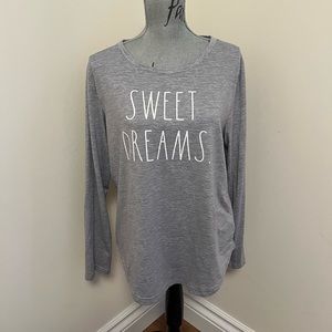 Rae Dunn Grey “Sweet Dreams” Long-sleeve Shirt, L